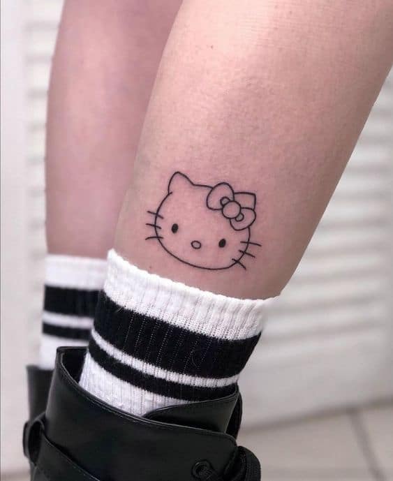 12 tatuagem simples Hello Kitty na perna Pinterest