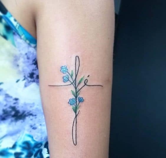 20 tatuagem fe com flores azuis Pinterest