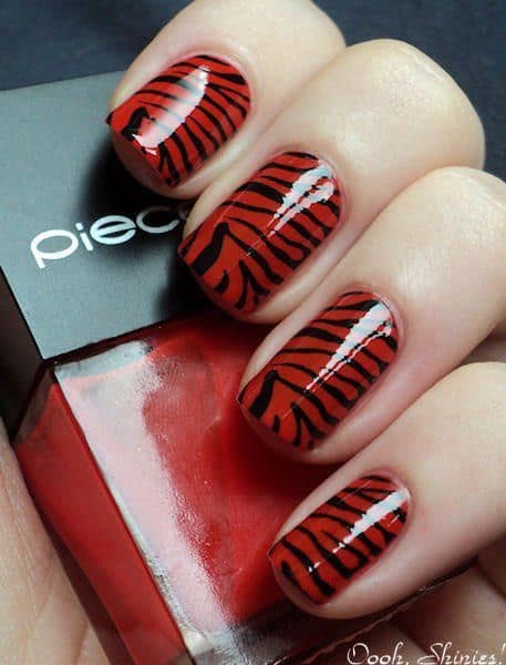 20 unha vermelha de zebra Pinterest