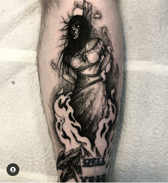 21 tatuagem de bruxa na fogueira Pinterest