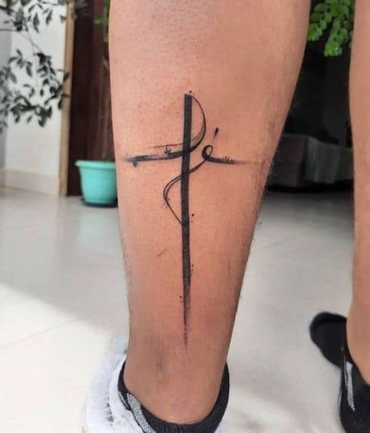 33 tatuagem fe masculina na perna Pinterest