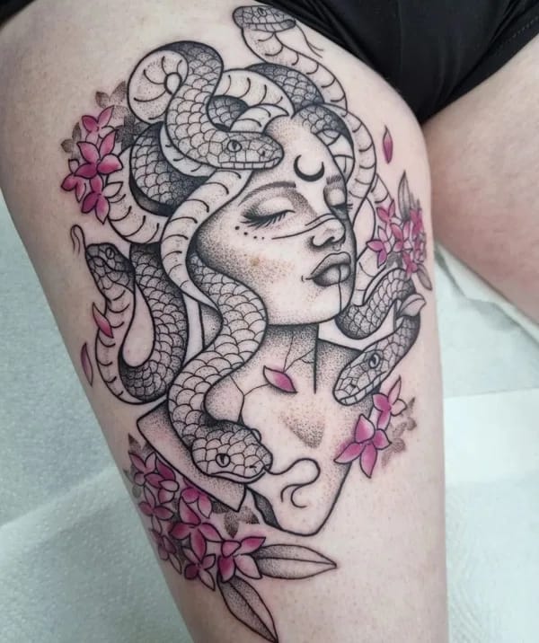 49 tattoo de medusa com flores coloridas About Tattoo