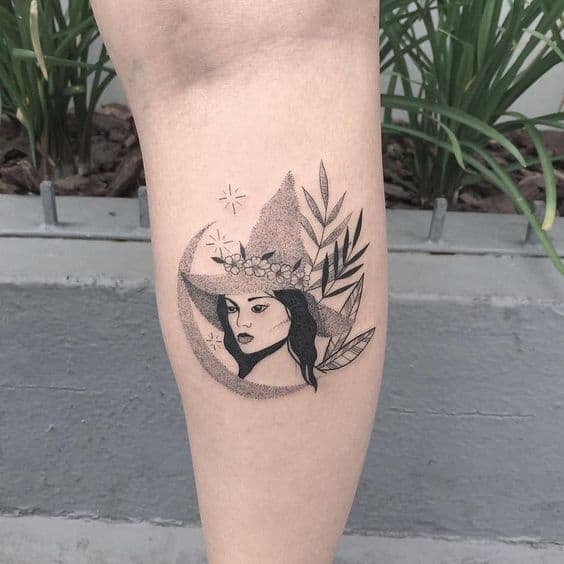5 tatuagem delicada de bruxa Pinterest