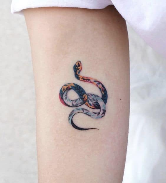 62 tattoo de cobra pequena e colorida Pinterest
