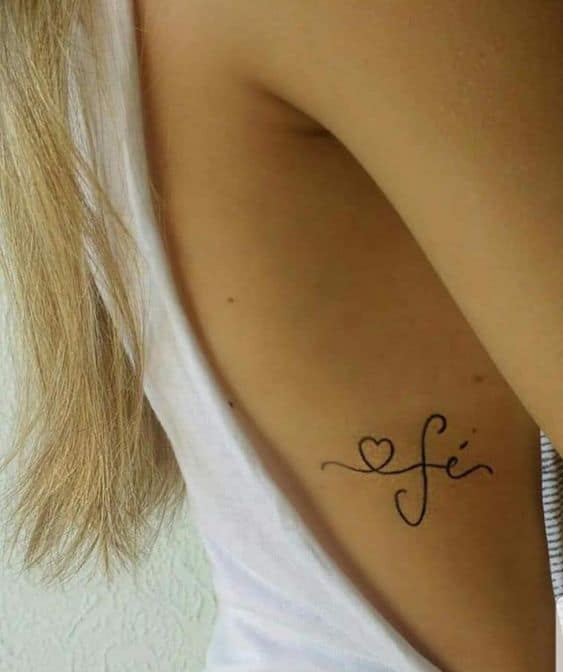 65 tatuagem fe com coracao na costela Pinterest