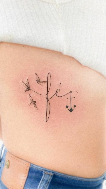 66 tatuagem fe com passaros e ancora Pinterest