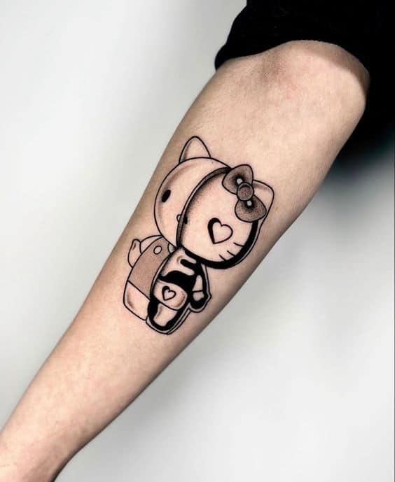 9 tatuagem moderna Hello Kitty no braco Pinterest