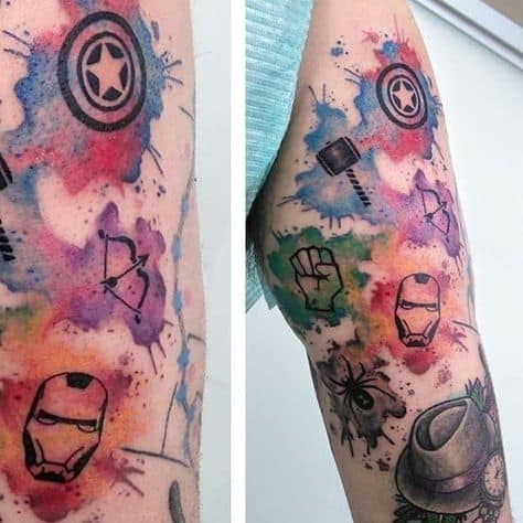 tatuagem Marvel aquarela