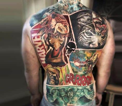 tatuagem Marvel costas
