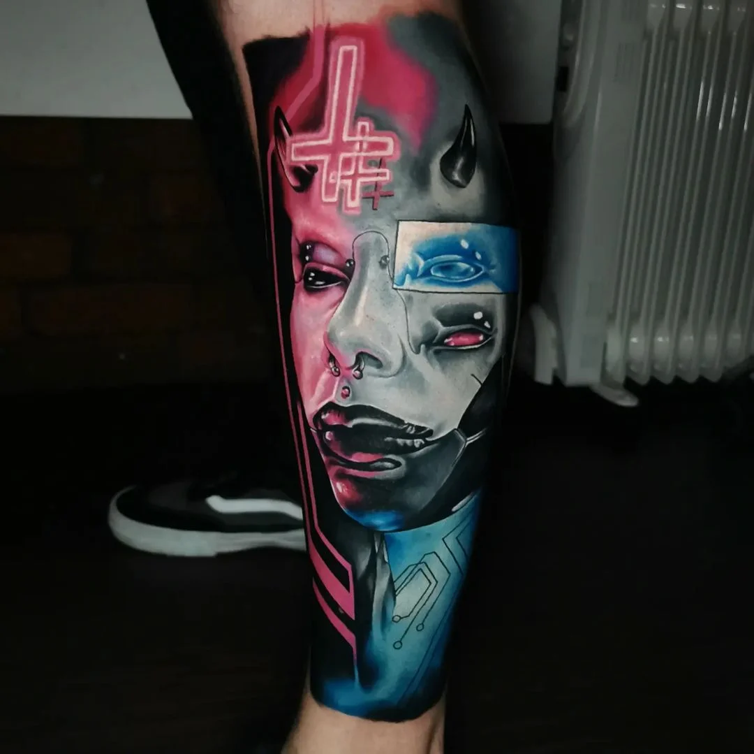 tatuagem cyberpunk futurista