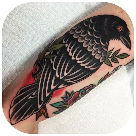 tatuagem de corvo old school
