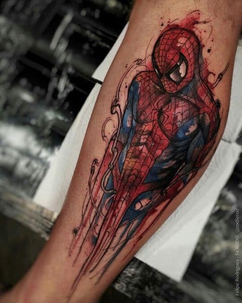 tatuagem do Homem Aranha colorida