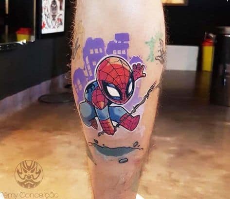 tatuagem do Homem Aranha pequeno