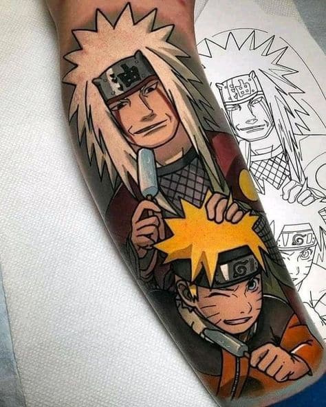 tatuagem do Jiraya com Naruto