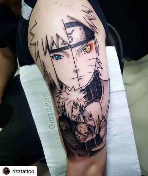 tatuagem do Minato com Naruto