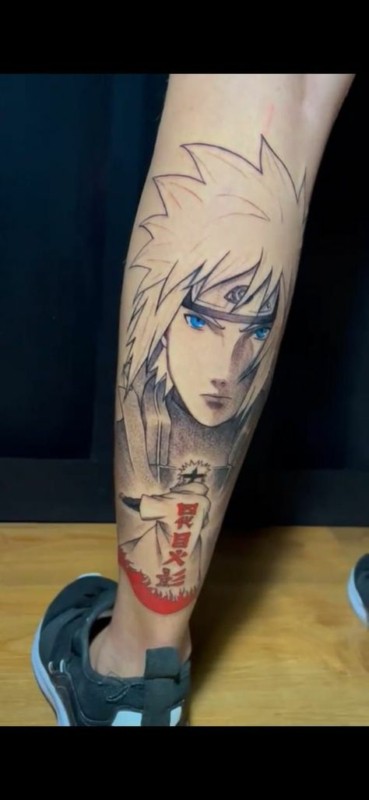 tatuagem do Minato perna