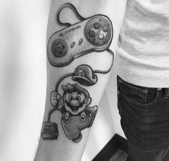 11 tatuagem masculina gamer com Mario Pinterest