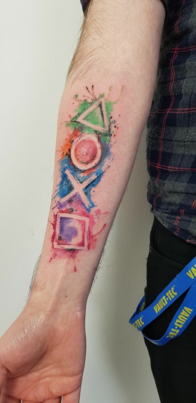 14 tatuagem masculina colorida gamer Pinterest