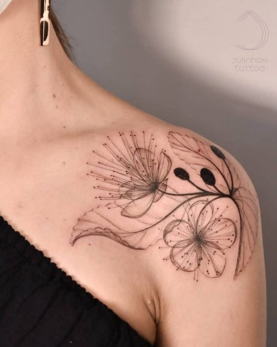 16 tattoo feminina de flores no ombro Julinhas Tattoo