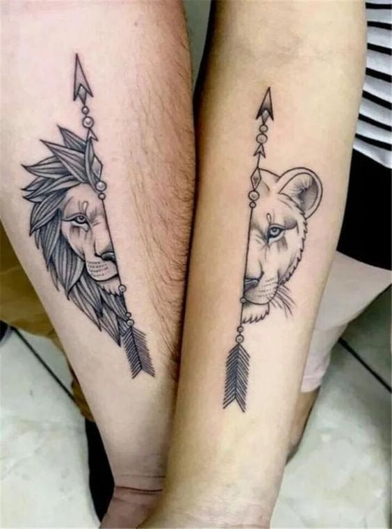 31 tatuagem leao e leoa para casal Pinterest