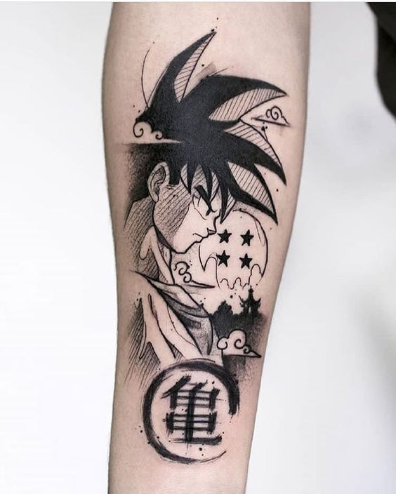 48 tatuagem preta e branca dragon ball Pinterest