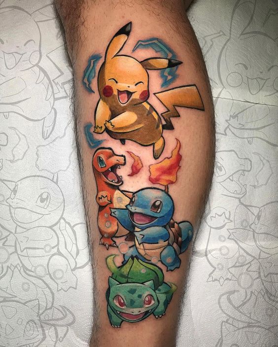 6 tatuagem colorida Pokemon Pinterest