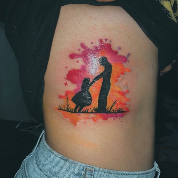 60 tatuagem colorida pai e filha Saved Tattoo