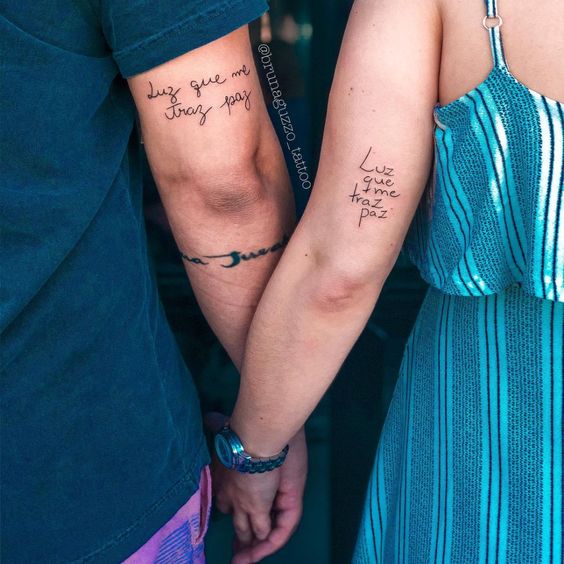 61 tatuagem casal com frase @brunaguzzo tattoo