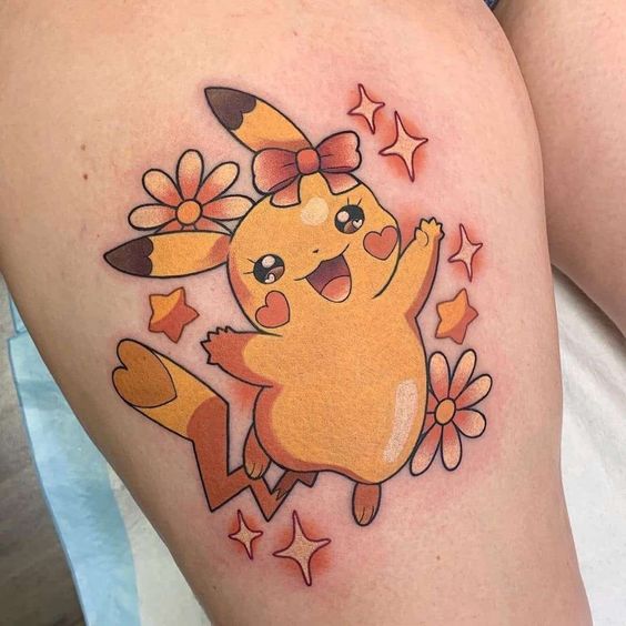 7 tatuagem colorida Pikachu Pinterest