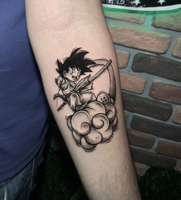 E vc? Daria um nome do DBZ pros seus filhos? 😂 Tatuagem familia Goku  finalizada! Dessa vez adicionamos o fundo azul e as esferas do dragão,…