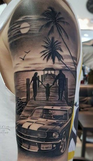 bela tatuagem familia no braco