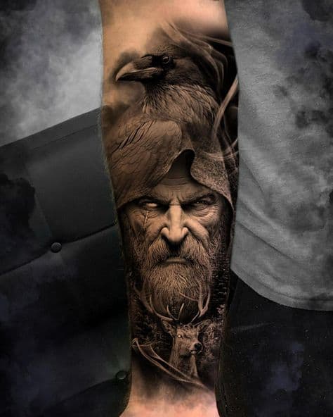 ideia de tatuagem de guerreiro viking