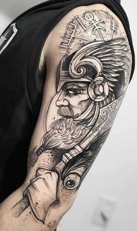 linda ideia de tatuagem de guerreiro viking