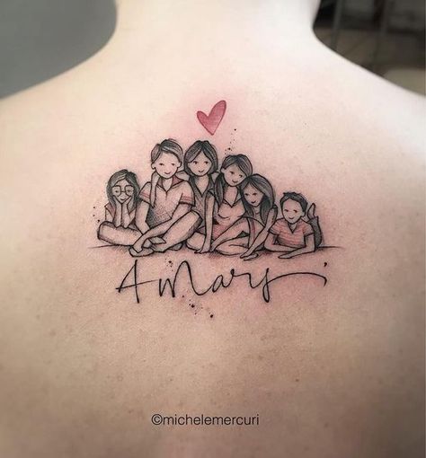 tatuagem familia feminina costas