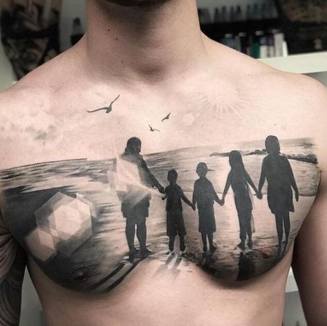 tatuagem familia masculina peito