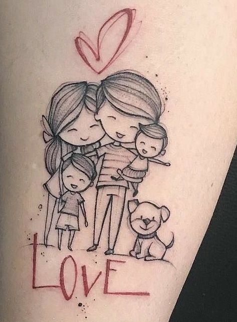 tatuagem familia no pescoco