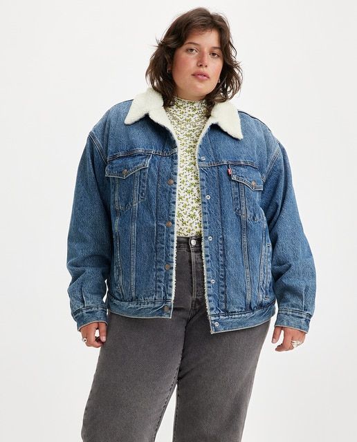25 look plus size com jaqueta jeans de pelo Pinterest