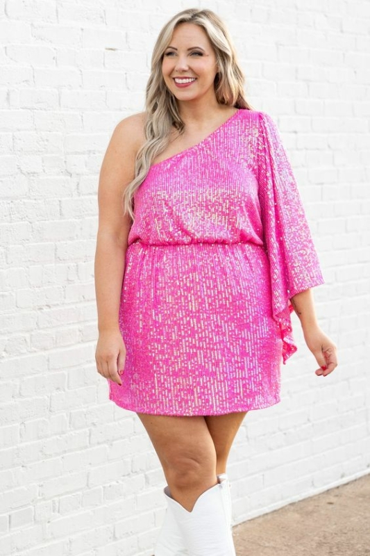 25 look plus size com vestido de paete rosa Pinterest
