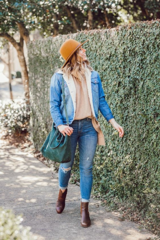 9 look feminino com jaqueta jeans de pelo Pinterest