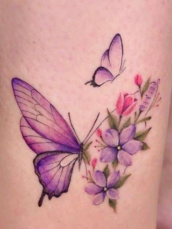 +100 tatuagens de borboleta com flores LINDAS para fazer!