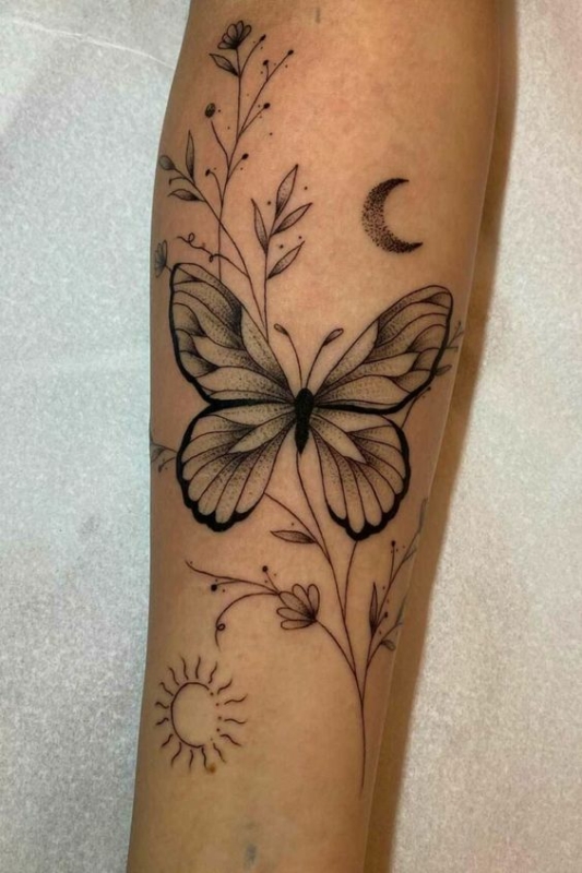 Flores e Borboleta - Tattoo