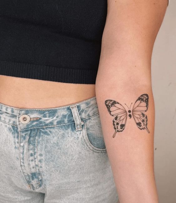 14 tattoo ponto e virgula com borboleta grande Pinterest