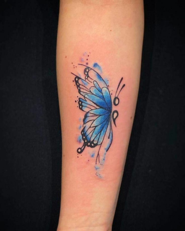 23 tatuagem ponto e virgula com borboleta azul Pinterest