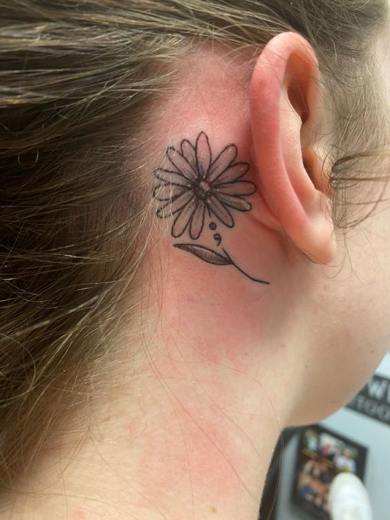 34 tattoo flor com ponto e virgula Pinterest