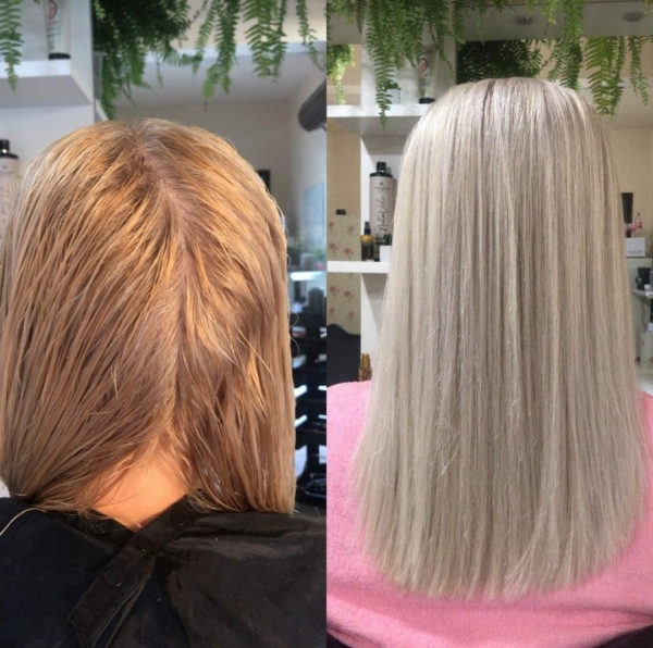 4 antes e depois de shampoozada cabelo loiro @studioneiaroza