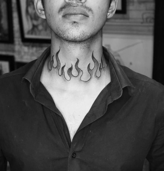 42 tattoo masculina de fogo no pescoco Pinterest