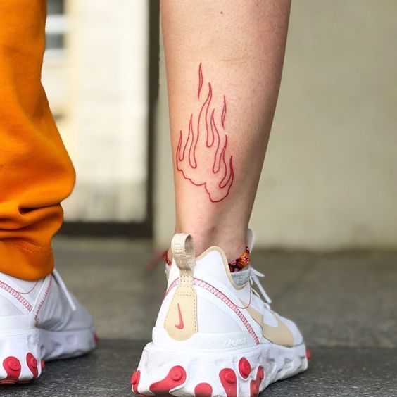 53 tattoo de fogo na perna Pinterest