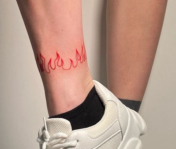 54 tattoo de chamas de fogo na perna Pinterest