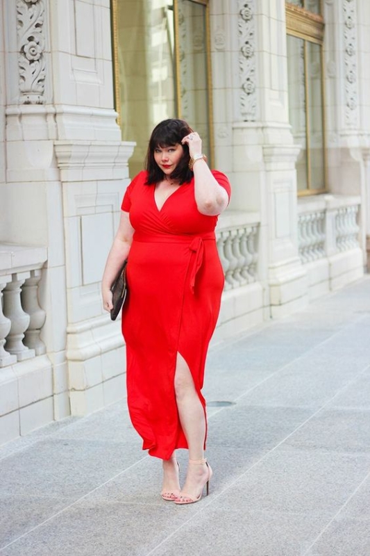 58 look plus size com vestido vermelho esporte fino Pinterest