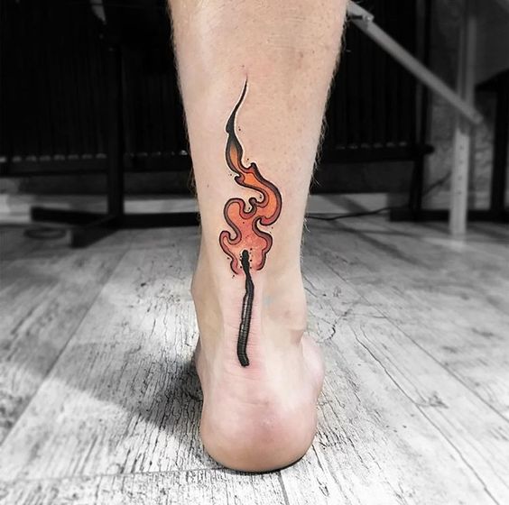 58 tattoo fogo em palito de fosforo na perna Pinterest